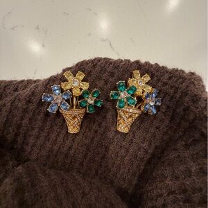 Floral Gold and Gemstone Earrings